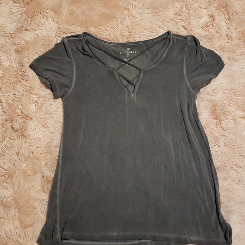 Smoky grey flowy shirt